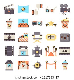 Cinema icons pack. Isolated cinema symbols collection. Graphic icons element
