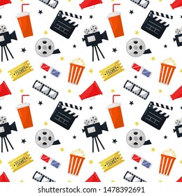 cinema icons pattern seamless. signs and symbols collection icon for websites with white background. vector illustration.