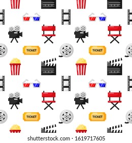 cinema icons pattern seamless. signs and symbols collection icon for websites with white background. vector illustration.