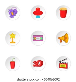 Cinema icons set. Cartoon illustration of 9 cinema vector icons for web