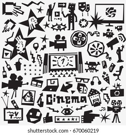 cinema icons set , design elements
