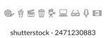 Cinema icons set. Film, movie, video, tv, cinema hall. Vector illustrations.