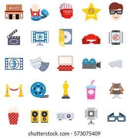 Cinema Icons Set Filming Screening Films Stock Vector (Royalty Free ...