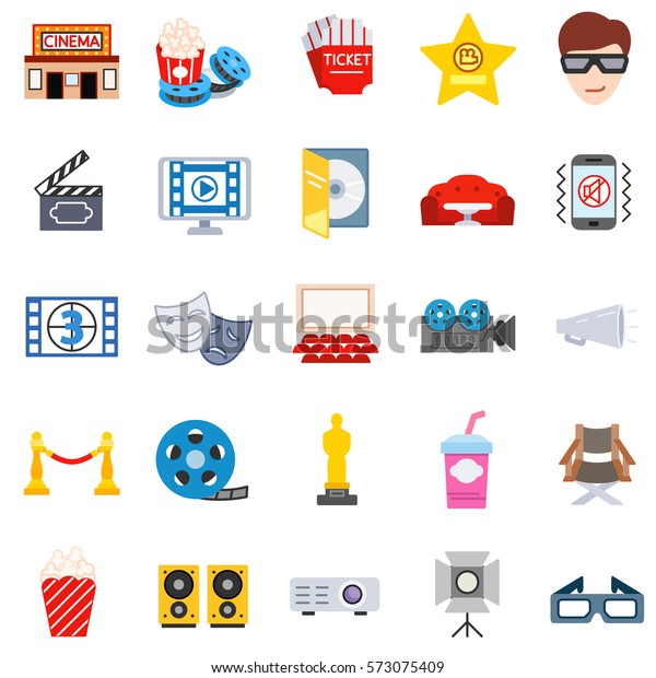 Cinema Icons Set Filming Screening Films Stock Vector (royalty Free 