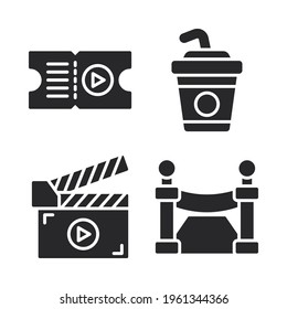 Cinema icons set = map, chair director, projector, file. Perfect for website mobile app, app icons, presentation, illustration and any other projects.