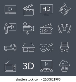 Cinema icons set . Cinema pack symbol vector elements for infographic web