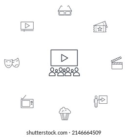 Cinema icons set . Cinema pack symbol vector elements for infographic web