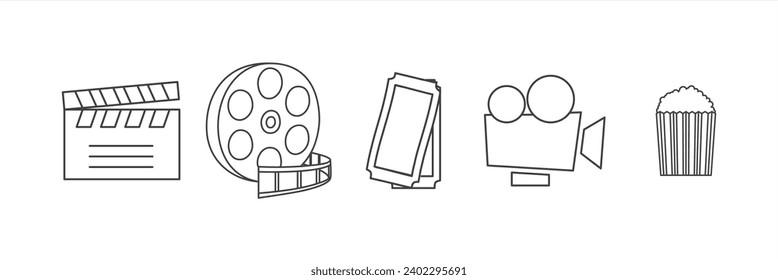 Cinema icons set, Cinema Related Vector Line Icons isolated on transparent background.