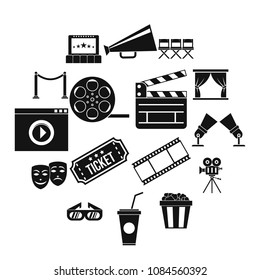 Cinema icons set in simple style. set collection vector illustration