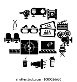 Cinema icons set symbols. Simple illustration of 16 cinema symbols vector icons for web