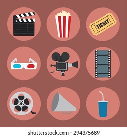 Cinema icons set for use in advertising, presentations, brochures, blogs, documents and forms, etc.