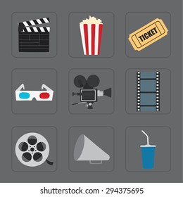 Cinema icons set for use in advertising, presentations, brochures, blogs, documents and forms, etc.