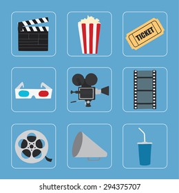 Cinema icons set for use in advertising, presentations, brochures, blogs, documents and forms, etc.