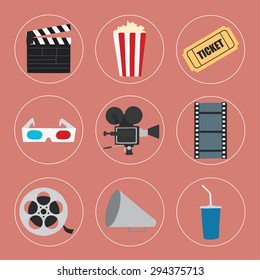 Cinema icons set for use in advertising, presentations, brochures, blogs, documents and forms, etc.