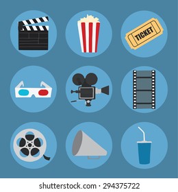 Cinema icons set for use in advertising, presentations, brochures, blogs, documents and forms, etc.