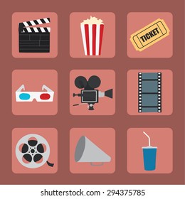 Cinema icons set for use in advertising, presentations, brochures, blogs, documents and forms, etc.