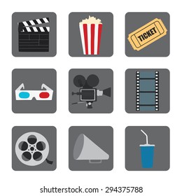 Cinema icons set for use in advertising, presentations, brochures, blogs, documents and forms, etc.