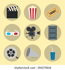 Cinema icons set for use in advertising, presentations, brochures, blogs, documents and forms, etc.