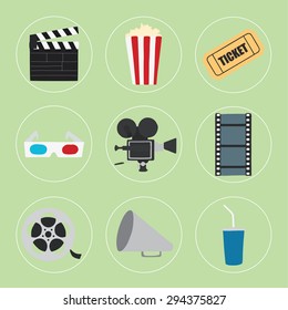 Cinema icons set for use in advertising, presentations, brochures, blogs, documents and forms, etc.