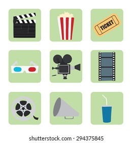 Cinema icons set for use in advertising, presentations, brochures, blogs, documents and forms, etc.