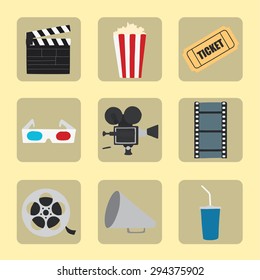 Cinema icons set for use in advertising, presentations, brochures, blogs, documents and forms, etc.
