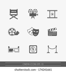 Cinema icons set, vector.
