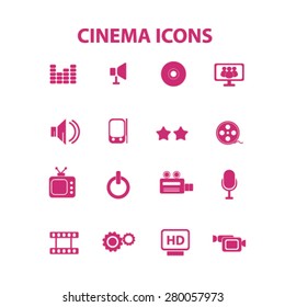 cinema icons set, vector