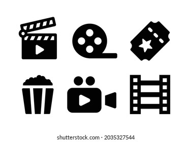 Cinema icons set vector illustration. Contains such icon as film, movie, video, popcorn and filmstrip.