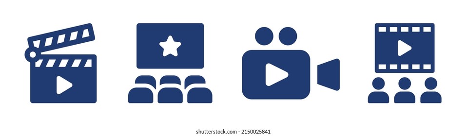 Cinema icons set vector illustration. Containing movie, theater, film, video icon in graphic design.