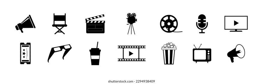 Cinema icons set vector illustration. Contains such icon as film, movie, tv, video and more.