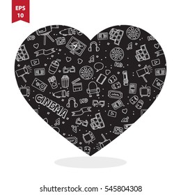 Cinema icons in shape of a heart - Vector illustration