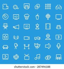 Cinema icons, simple and thin line design