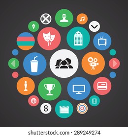 cinema icons universal set for web and mobile