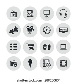 cinema icons universal set for web and mobile