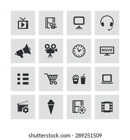 cinema icons universal set for web and mobile