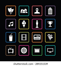 cinema icons universal set for web and mobile