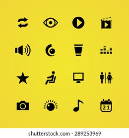cinema icons universal set for web and mobile