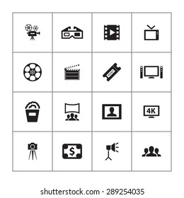 cinema icons universal set for web and mobile