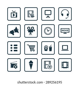 cinema icons universal set for web and mobile