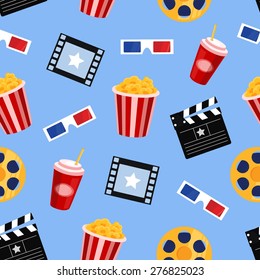 cinema icons vector seamless pattern