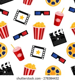 cinema icons vector seamless pattern