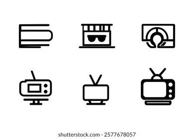 Cinema Icons Vector Set: Movie, Film, Video, TV, and More Symbols for Apps and Websites - Vector Illustration