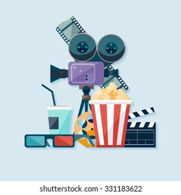 Cinema illustration. Flat design.