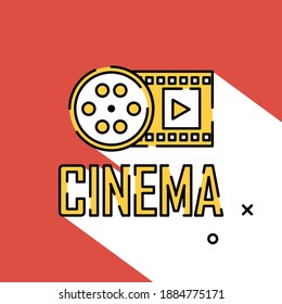 Cinema illustration with long shadow style. Easy to edit with vector file. Can use for your creative content. Especially about film and cinematography.