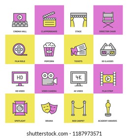 Cinema Industry Colored Icon Set