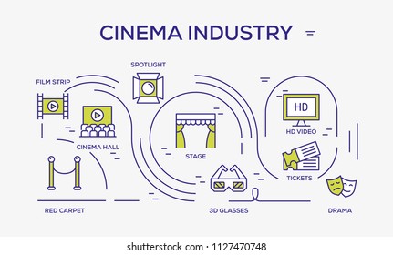 Cinema Industry Colored Icons