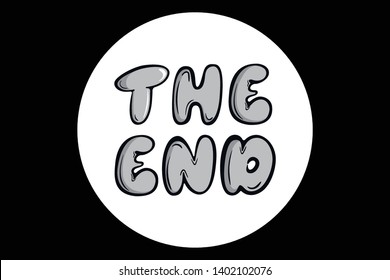 Cinema inscription the end in a white circle a beautiful font