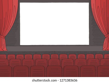 Cinema interior graphic color sketch illustration vector