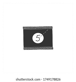 Cinema isolated object, cinematography illustration. A film, vector hand drawn icon. For movie houses, shops and cafe, for car cinema. For branding and business identity.