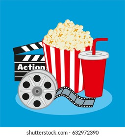 Cinema items. Vector beautiful Illustration.